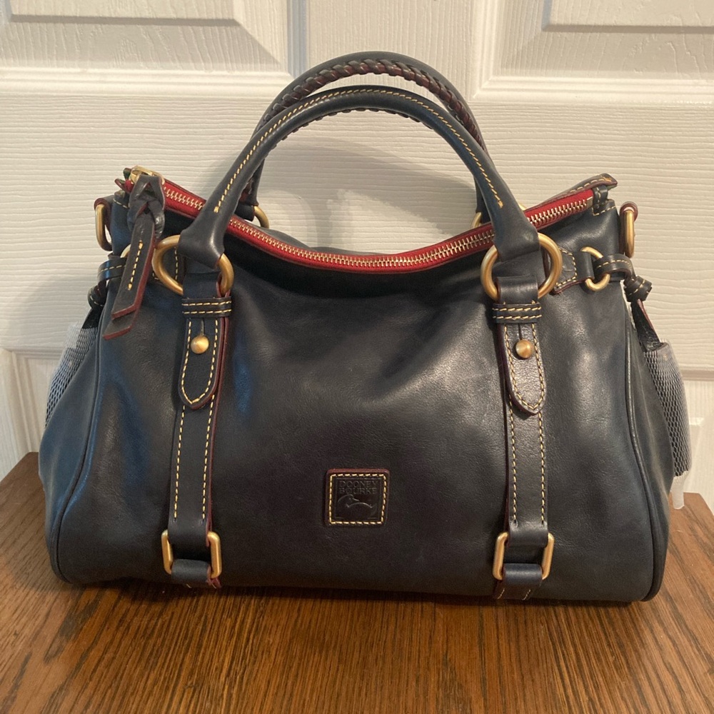 Dooney & Bourke Navy and Red Leather Satchel